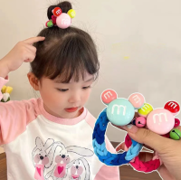 Children M-bead Headband Colorful Woven Coarse Hair Ties High Horse Tail Ball Headband Small Girls Hair Ties Skin Band Candy